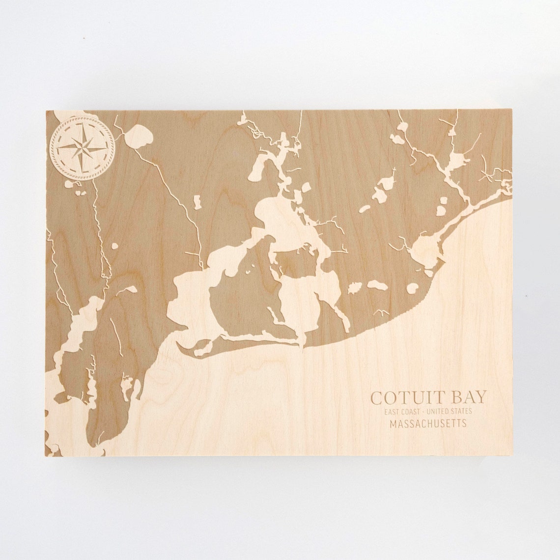 Cotuit Harbor MA Coast Chart Engraved Wood Wall Art Etsy