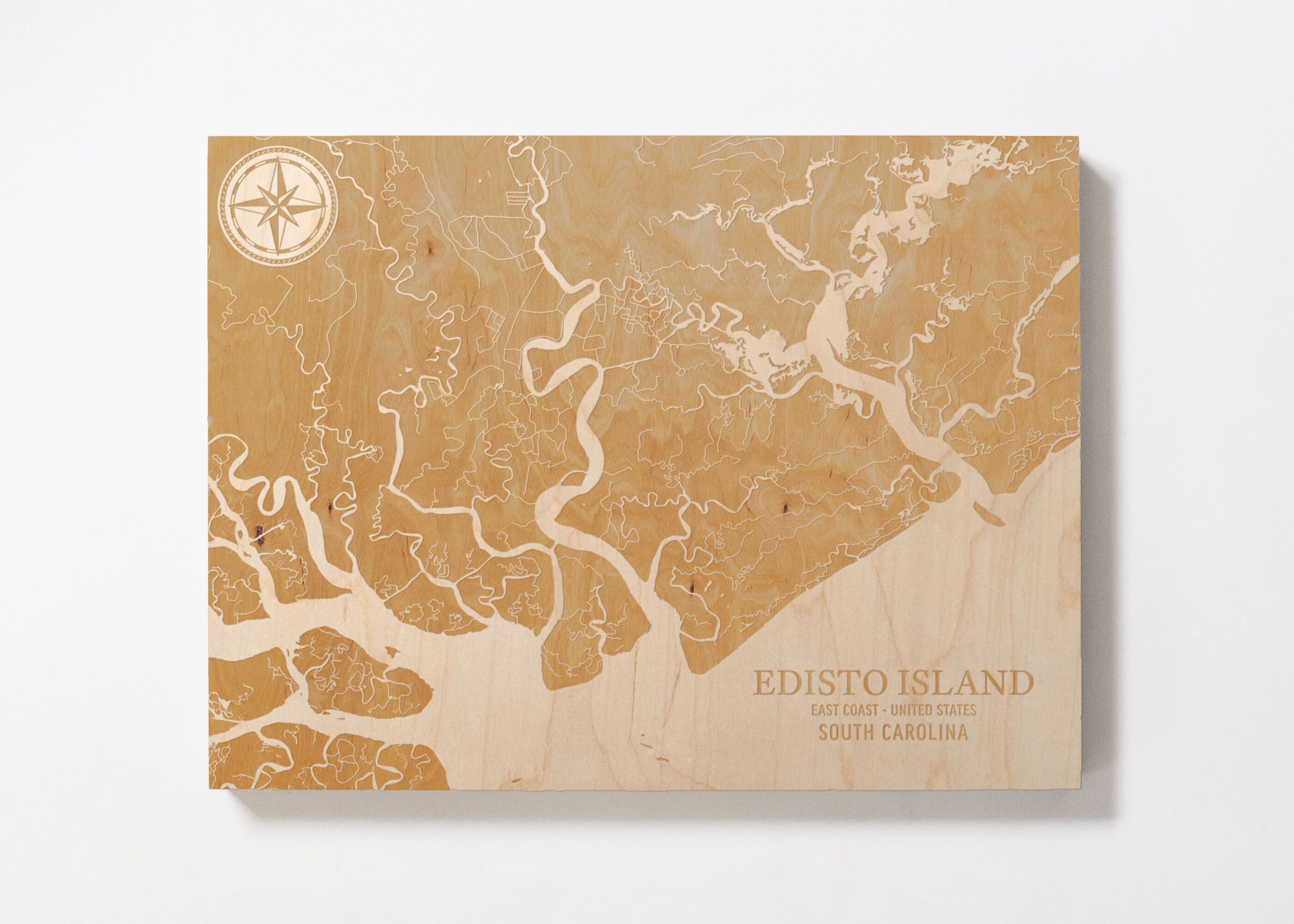 Edisto Island South Carolina Map Engraved Wood Coastal - Etsy