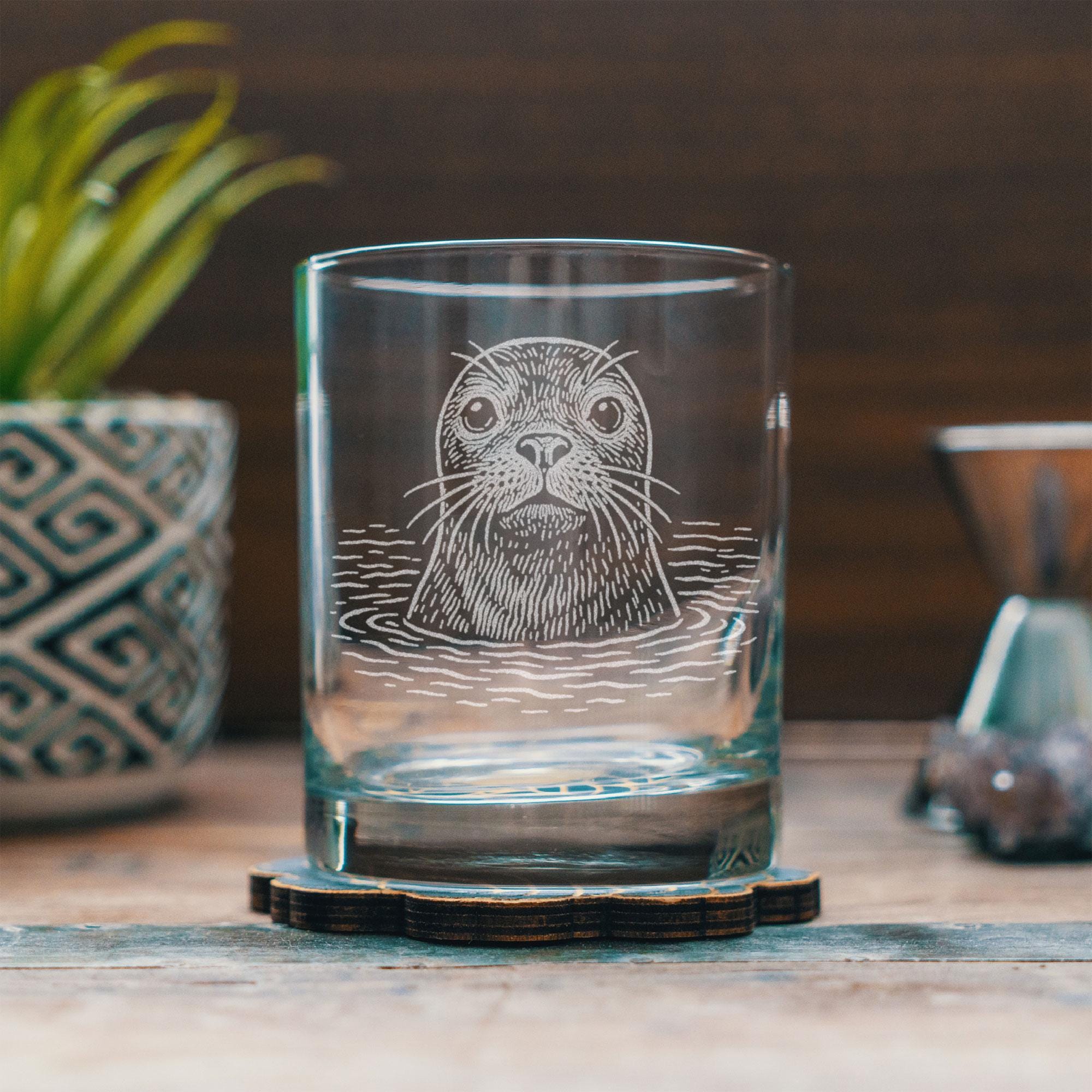 Harbor Seal Glass | Laser Etched Coastal Wildlife Pint | Engraved