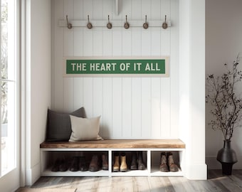 The Heart Of It All Felt Sign Banner | Vintage style Ohio State Motto Banner, Inspirational Decor, American Wall Art Gift