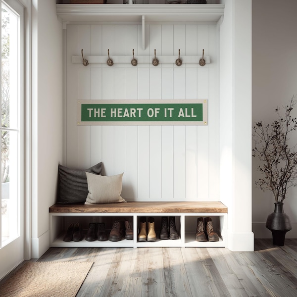 Het hart van alles vilten bordbanner | Banner vintage Ohio State Motto, inspirerend decor, Amerikaans muurkunstcadeau