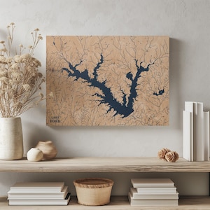 See Fork Texas | Benutzerdefinierte See Karte Wohnkultur, personalisierte See Haus Geschenk, Jahrestag Hochzeitslager Geschenk, gravierte Holz Wandkunst