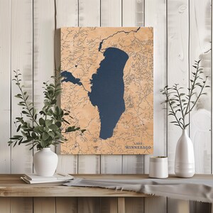 See Winnebago Wisconsin | Benutzerdefinierte See Karte Wohnkultur, personalisierte See Haus Geschenk, Jahrestag Hochzeitslager Geschenk, gravierte Holz Wandkunst