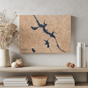 Jordan See Alabama | Benutzerdefinierte See Karte Wohnkultur, personalisierte See Haus Geschenk, Jahrestag Hochzeitslager Geschenk, gravierte Holz Wandkunst