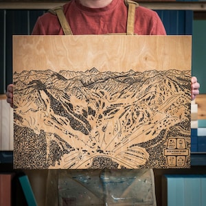 Stevens Pass Washington Ski Loip Karte | Gravierte Holz Wand Kunst, Winter Hütte Dekor, Snowboard Berg Weg Poster, persönliches Geschenk für die Familie