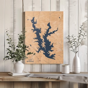Lake Murray Oklahoma | Benutzerdefinierte See Karte Wohnkultur, personalisierte See Haus Geschenk, Jahrestag Hochzeitslager Geschenk, gravierte Holz Wandkunst