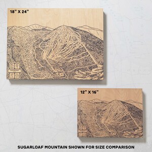 Aspen Mountain AJAX Colorado Skipiste Karte Gravierte Holz Wandkunst, Winter Sport Cabin Decor, Snowboard Mountain Trail Poster, Familiengeschenk Bild 2