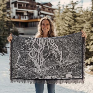 Mt. Tremblant Quebec Kanada Ski Loipe Karte Decke | Kuschelige, weiche Decke ist ein tolles Geschenk für Skifahrer und Snowboardfahrer