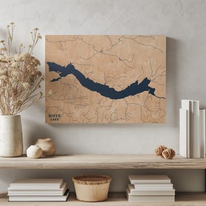 Riffe Lake Washington | Benutzerdefinierte See Karte Wohnkultur, personalisierte See Haus Geschenk, Jahrestag Hochzeitslager Geschenk, gravierte Holz Wandkunst