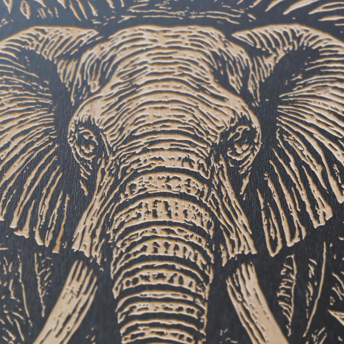 Elephant in the Jungle Engraved Illustration : Safari Inspired Birch ...