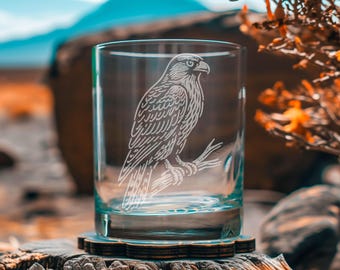 Hawk Glasses | Birding Personalized Whiskey, Wine & Beer Glassware, Nature Inspired Drinkware, Birds of Prey Wildlife Decor, Birder Gift