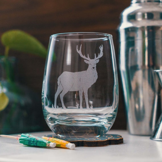 Deer Wine Glasses Personalized Engraved Glassware for Wine Etsy