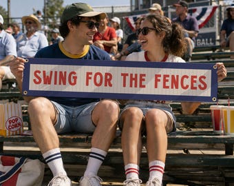 Swing For The Fences Felt Sign Banner | Vintage Baseball Banner, Inspirational Kids Room Decor, Sports Fan Wall Art Print. Player Coach Gift
