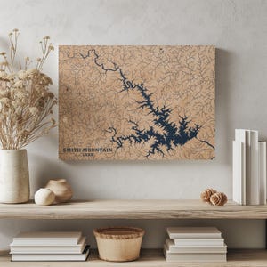 Smith Mountain Lake Virginia | Custom Lake Map Home Decor, Personalized Lake House Gift, Anniversary Wedding  Gift, Engraved Wood Wall Art