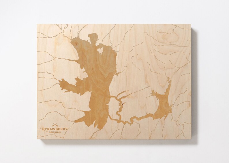 Strawberry Reservoir Utah Engraved Map Art Cabin Print Etsy