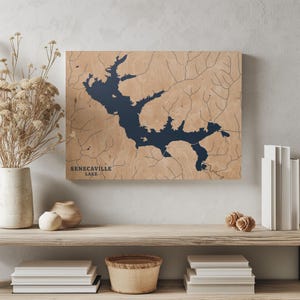 Senecaville Lake Ohio | Benutzerdefinierte See Karte Wohnkultur, personalisierte See Haus Geschenk, Jahrestag Hochzeitslager Geschenk, gravierte Holz Wandkunst