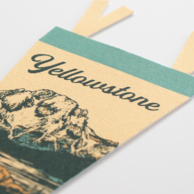 Yellowstone National Park Felt Pennant | Vintage Bison & Mountains Camp Flag, National Park Wall Decor, Adventure Home Accent image 6