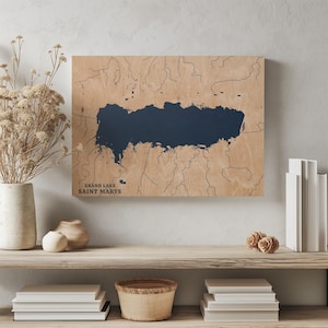 Grand Lake Saint Marys Ohio | Custom Lake Map Home Decor, Personalized Lake House Gift, Anniversary Wedding Gift, Engraved Wood Wall Art