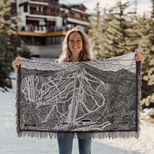 Jay Peak Berg Vermont Ski Spur Decke | Kuschelige, weiche Decke ist ein tolles Geschenk für Skifahrer und Snowboardfahrer