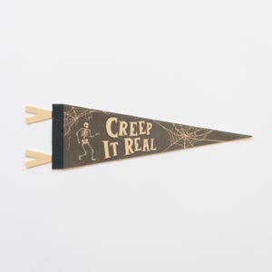 Creep it Real Felt Pennant | Spooky Season Banner, Halloween Vibes Decor, Ghostly Greetings, Haunted Happenings, Fright Night Accent