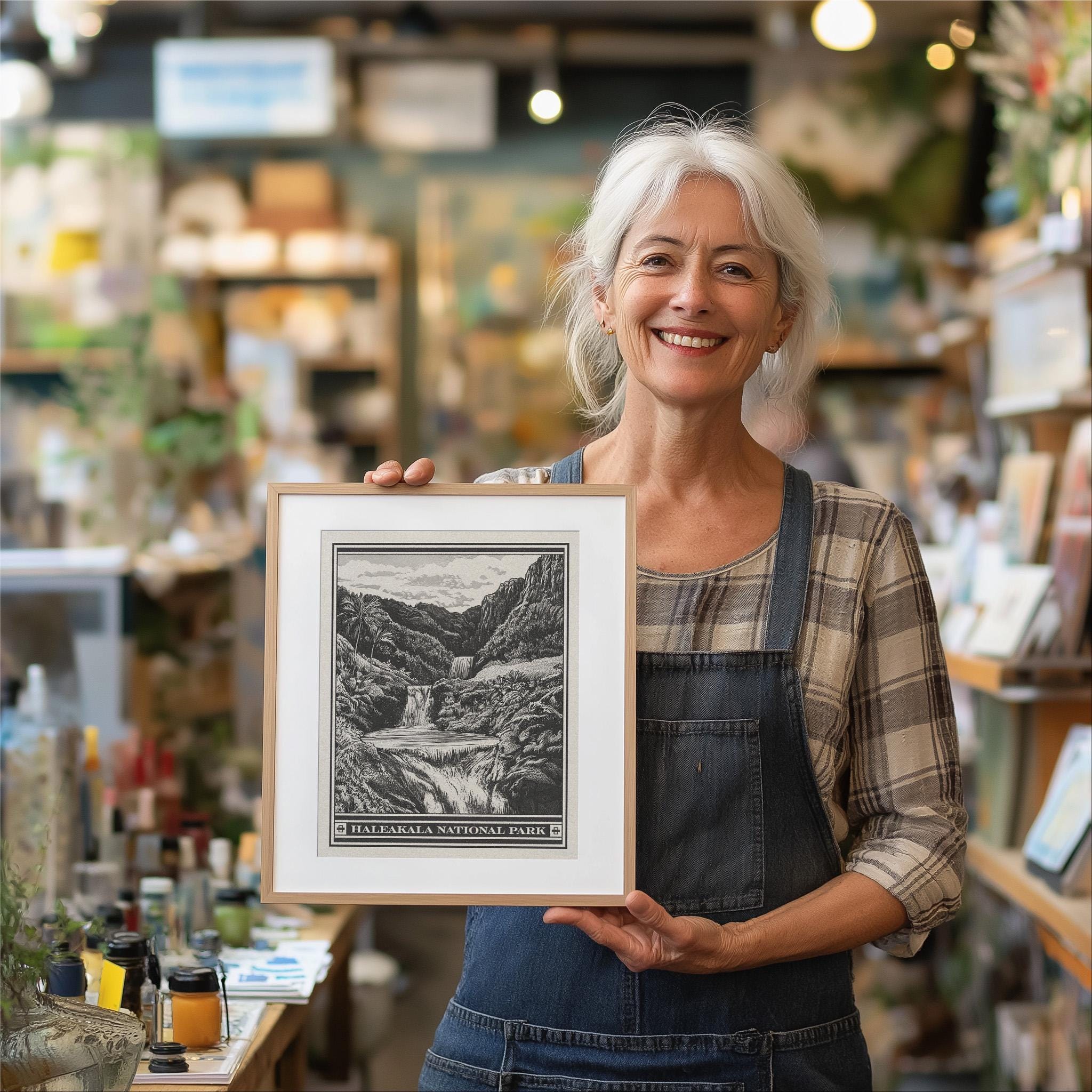 ハレアカラ国立公園 7つの聖なるプール リトグラフスタイルプリント