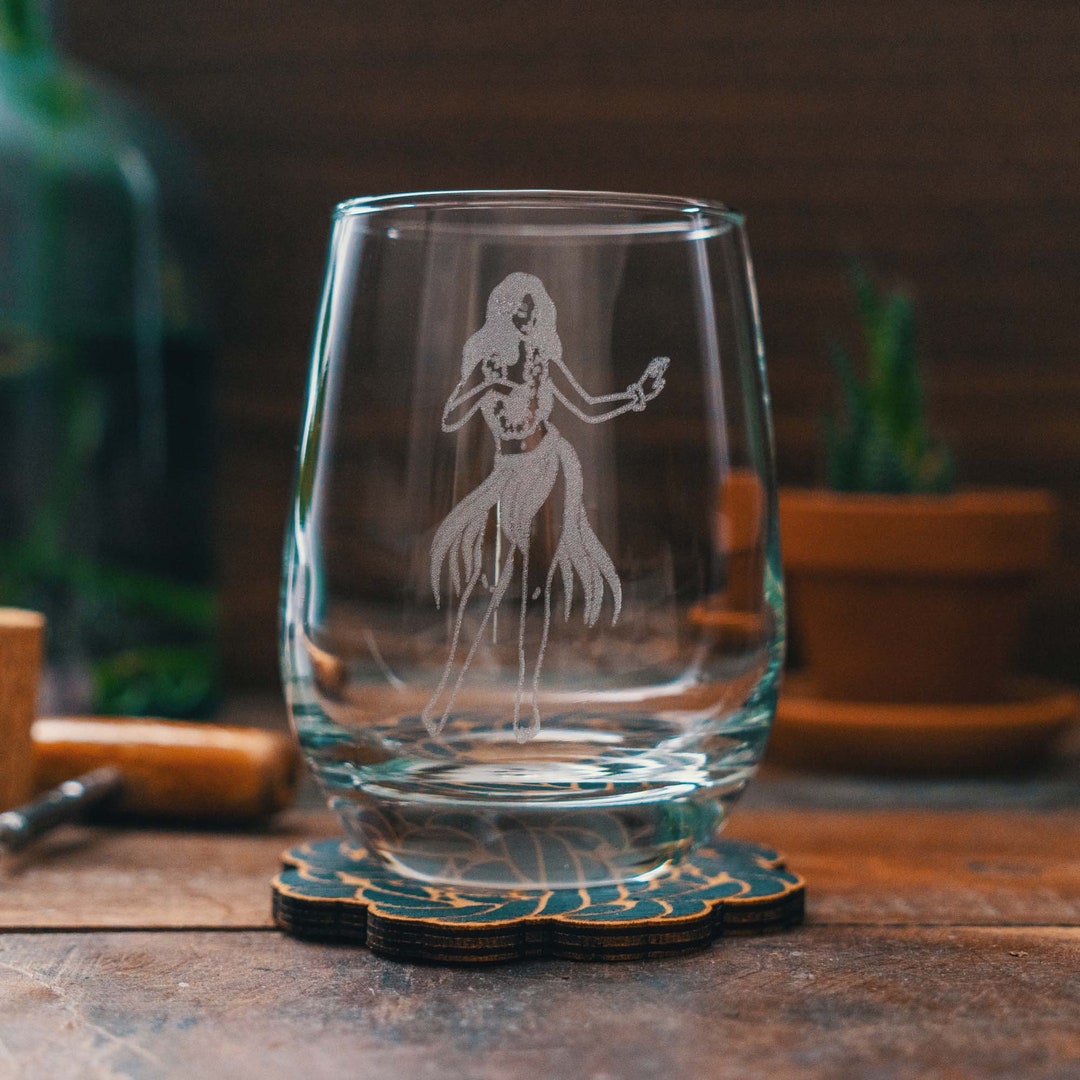 Hula Girl Wine Glasses Personalized Engraved Glassware for Etsy