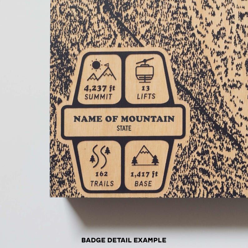 Lake Louise Alberta Canada Ski Trail Map | Engraved Wood Wall Art, Winter Cabin Decor, Snowboard Mountain Trail Poster, Personal Family Gift image 4