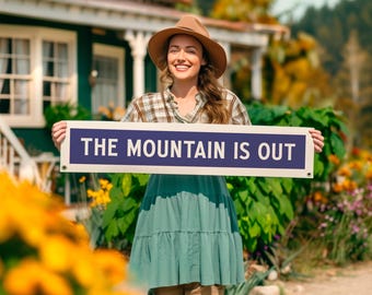 The Mountain is Out Felt Sign Banner | Vintage style Oregon & Washington State Phrase Banner, Inspirational Decor, American Wall Art Gift