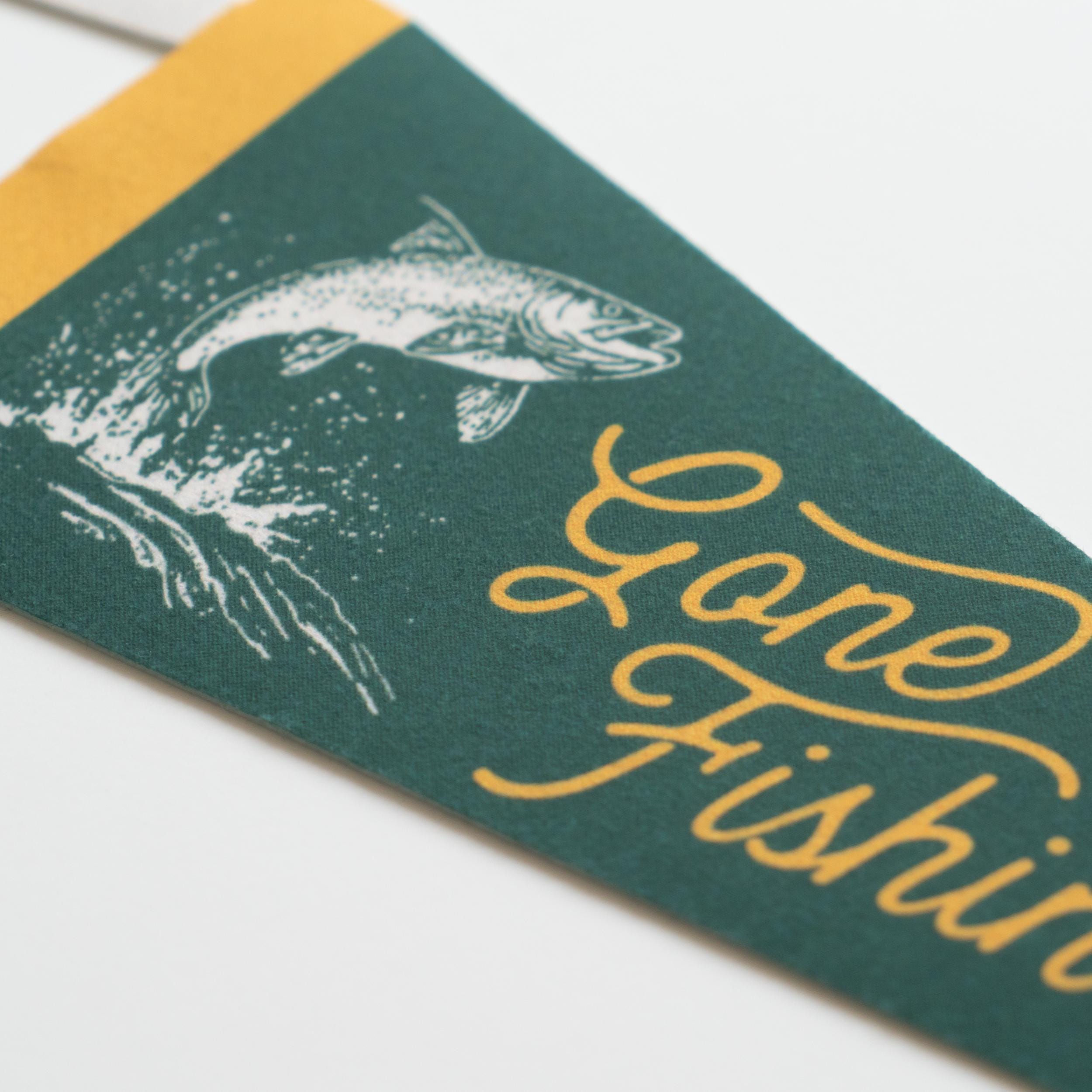 Gone Fishin' Felt Pennant | Vintage Sports Banner, Funny Fishing Gift Decor, Outdoorsman Wall Art Print.