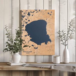 Mille Lacs Lake Minnesota | Benutzerdefinierte See Karte Wohnkultur, personalisierte See Haus Geschenk, Jahrestag Hochzeitslager Geschenk, gravierte Holz Wandkunst