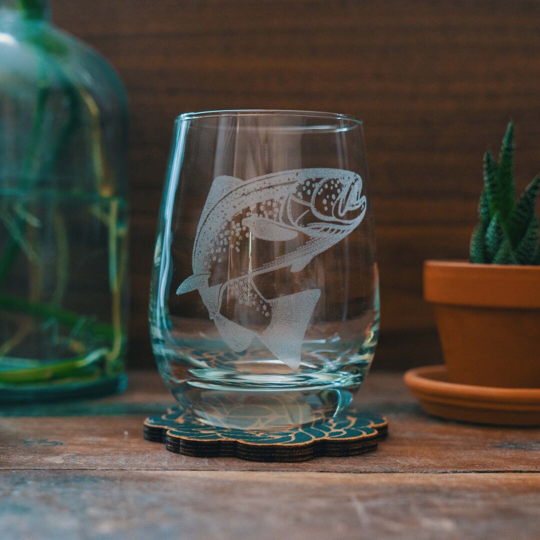Trout Stemless Wine Glasses Personalized Glassware for Wine Lovers
