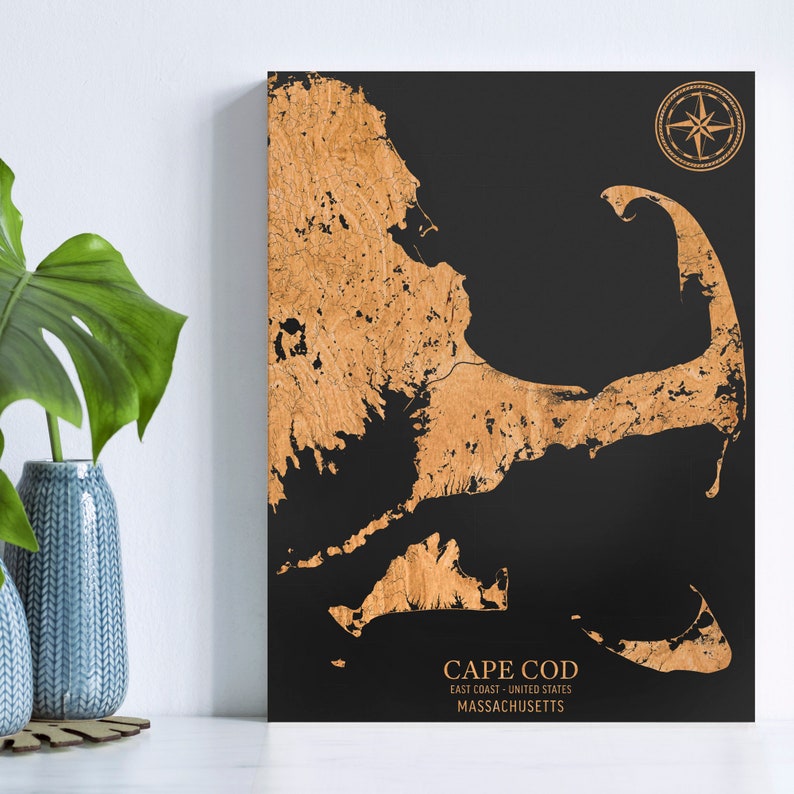 Cape Cod Coast Chart Engraved Wood Wall Art Nautical Etsy