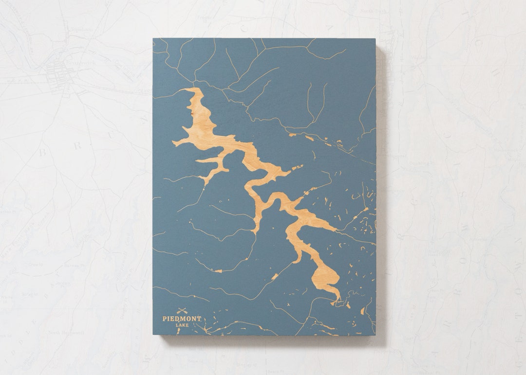 Piedmont Lake Ohio Engraved Map Art Cabin Print Lake House Etsy