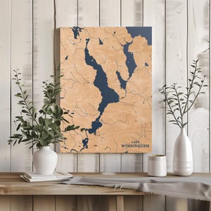 See Winnisquam New Hampshire | Benutzerdefinierte See Karte Wohnkultur, personalisierte See Haus Geschenk, Jahrestag Hochzeitslager Geschenk, gravierte Holzkunst