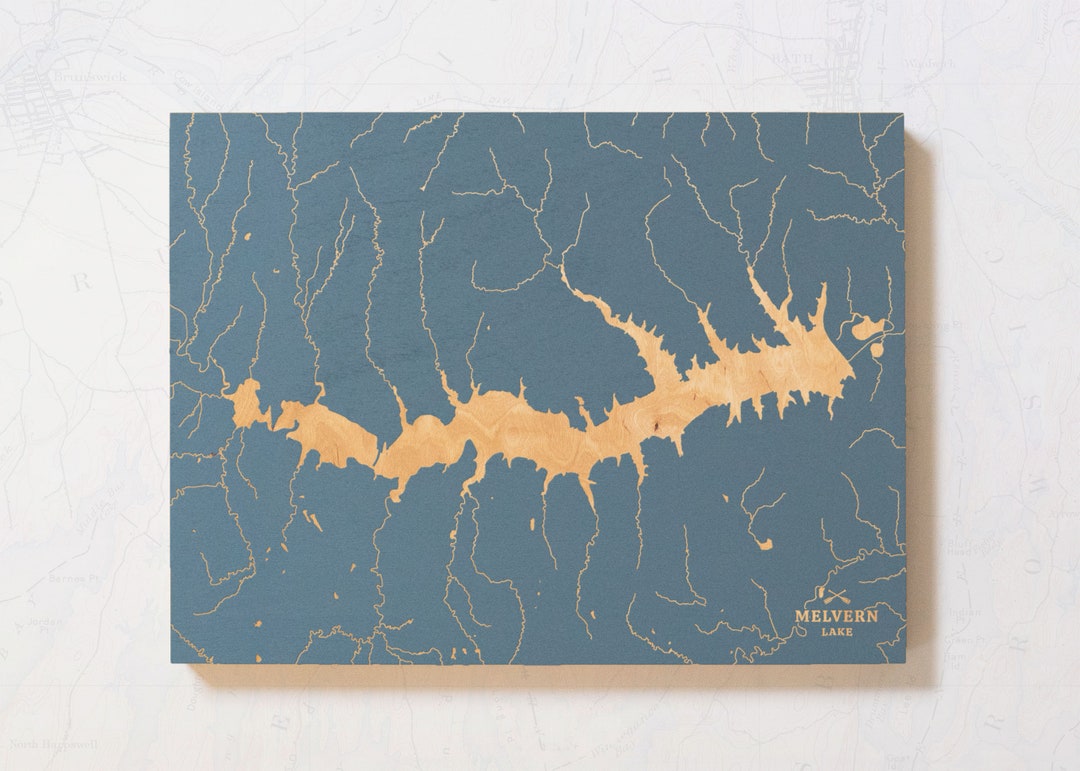 Melvern Lake Kansas Engraved Map Art Cabin Print Lake Etsy UK