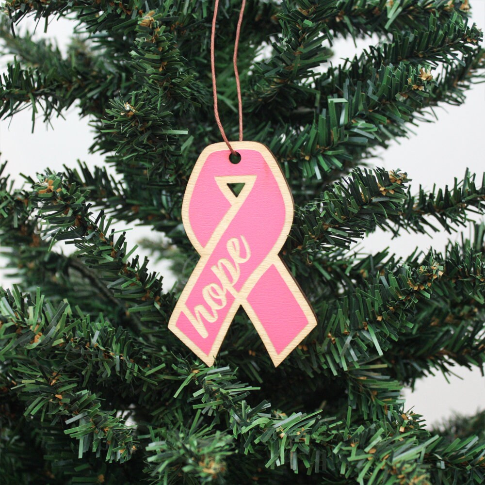 Breast Cancer Ribbon Ornament Christmas Holiday Decor Gift Etsy