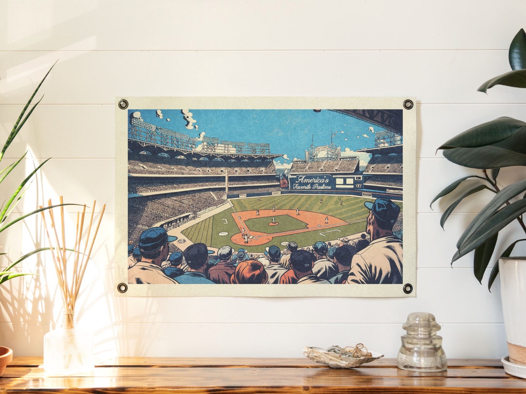 America's Favorite Pastime Baseball Felt Poster Banner | Vintage Sport