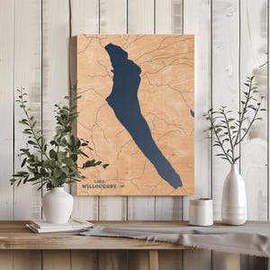 See Willoughby Vermont | Benutzerdefinierte See Karte Wohnkultur, personalisierte See Haus Geschenk, Jahrestag Hochzeitslager Geschenk, gravierte Holz Wandkunst