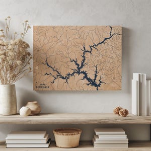Lake Sinclair Georgia | Benutzerdefinierte See Karte Wohnkultur, personalisierte See Haus Geschenk, Jahrestag Hochzeitslager Geschenk, gravierte Holz Wandkunst