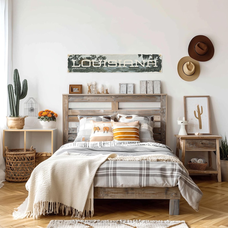 Louisiana Filz Girlande | Vintage-inspirierte Zustands-Wand-Dekor, Bayou-Landschafts-Wimpel, Südlicher Hausakzent, Louisiana-Geschenk, hergestellt in den USA Bild 5