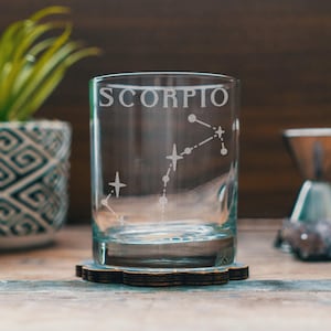 Scorpio Zodiac Engraved Glasses | Personalized astrology constellation glassware for beer, whiskey, wine and cocktail, home decor & gift