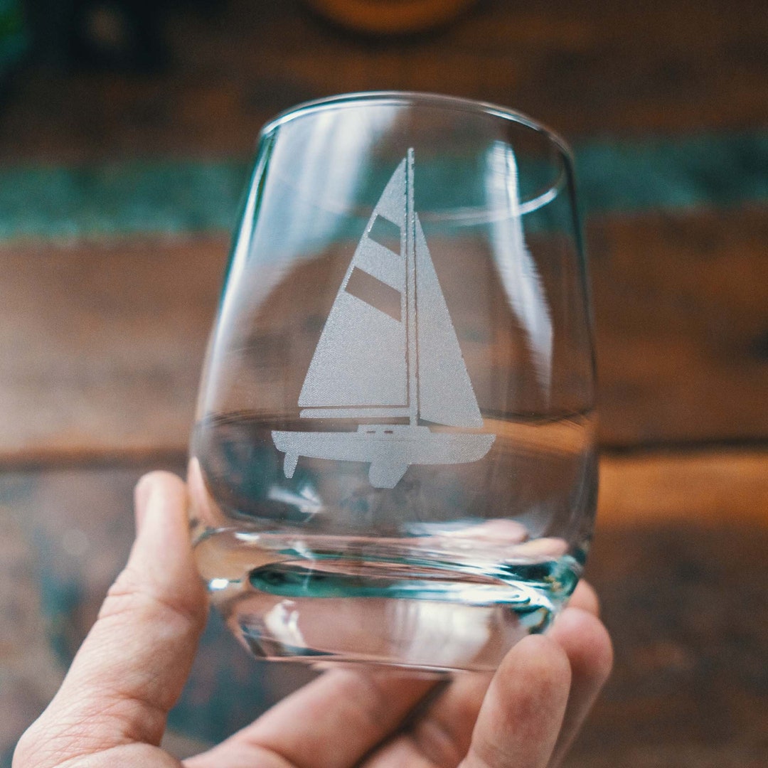 Sailboat Wine Glasses Personalized Engraved Glassware for Wine Lovers