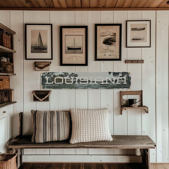 Louisiana Felt Banner | Vintage-Inspired State Wall Decor, Bayou Landscape Pennant, Southern Home Accent, Louisiana Gift, Made in USA