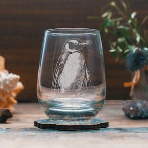 エッチング動物デザイン カクテルグラス ペンギン ジン カクテル グラス 650 ml - Glyptic Glass Art
