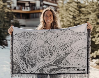 Loveland Colorado Ski Trail Blanket | Cozy, soft throw blanket makes a great cabin decor gift for skiers & snowboarders