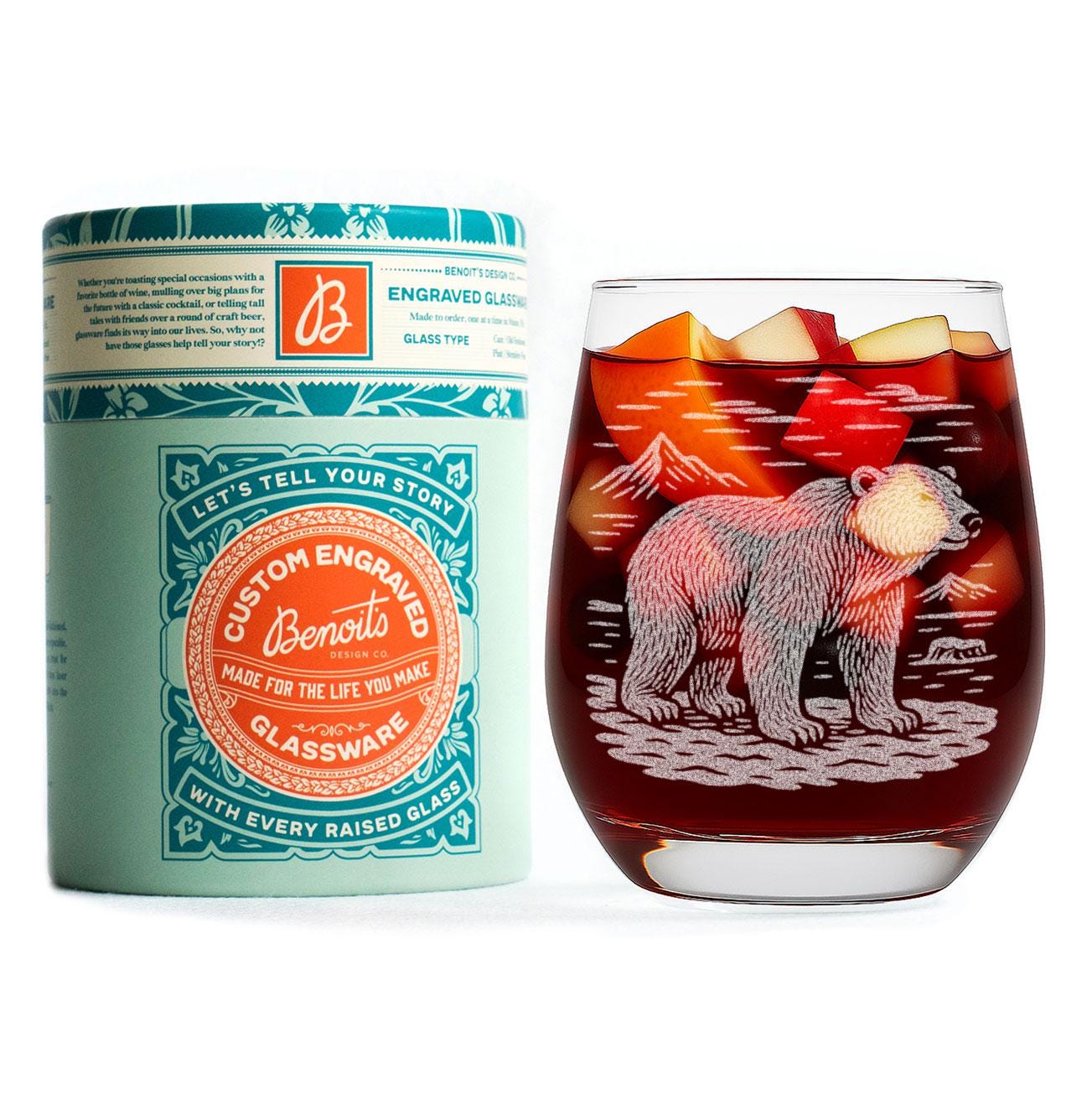 Polar Bear Glass | Laser Etched Arctic Bear Illustration