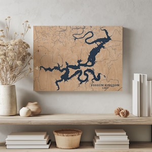 Possum Königreich See Texas | Benutzerdefinierte See Karte Wohnkultur, personalisierte See Haus Geschenk, Jahrestag Hochzeitslager Geschenk, gravierte Holz Wandkunst