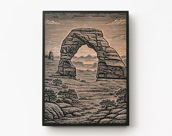 Arches National Park Engraved Birch Art Panel | Utah Desert Wall Art, National Park Decor, Adventure Gift