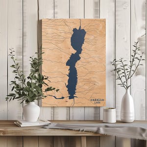 Caballo See New Mexico | Benutzerdefinierte See Karte Wohnkultur, personalisierte See Haus Geschenk, Jahrestag Hochzeitslager Geschenk, gravierte Holz Wandkunst