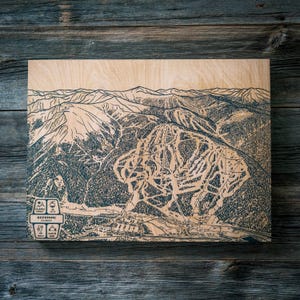 Mappa delle piste da sci Keystone Colorado / Decorazione murale in legno incisa, decorazione per baite per sport invernali, poster per piste da snowboard, regalo personale per la famiglia